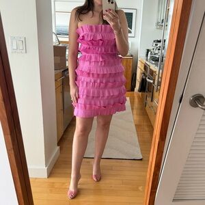 Aje Palladium Ruffled Mini Dress - Pink Fuchsia - Size 6 - NWT